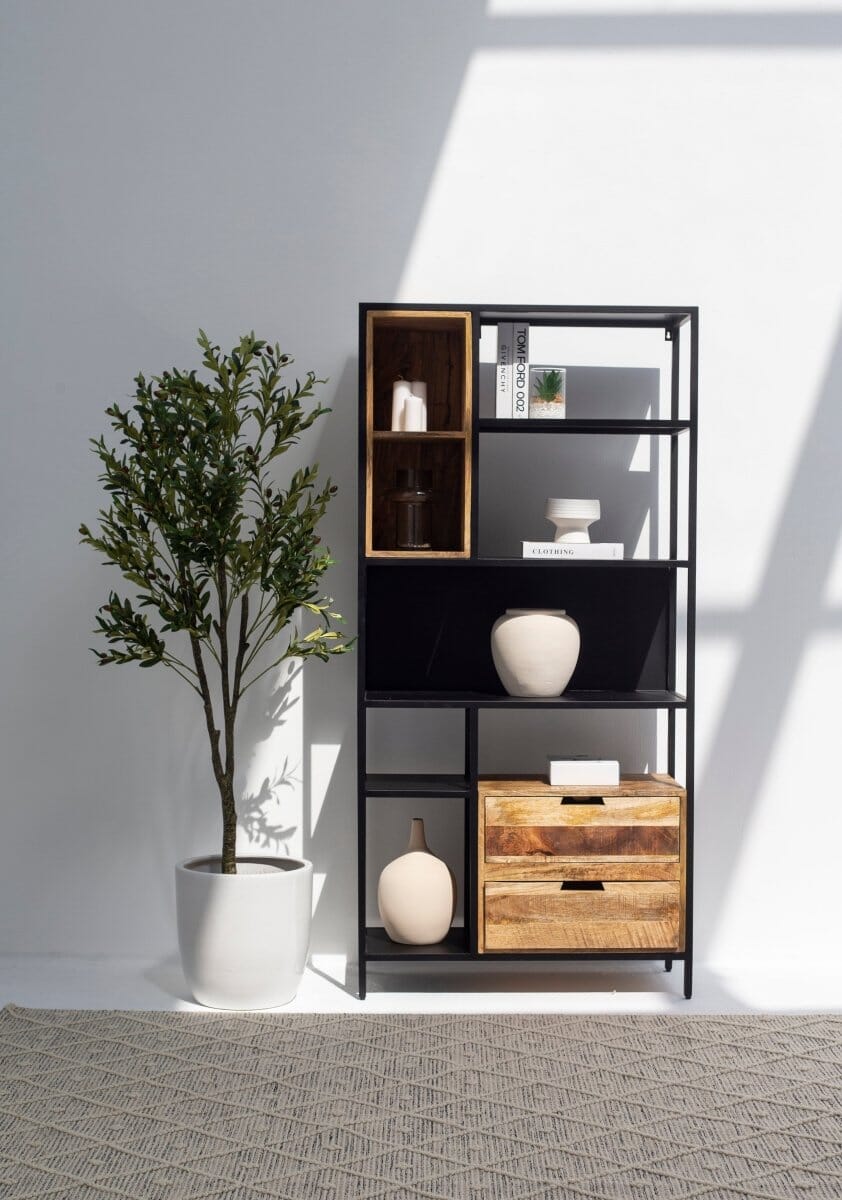 Loic Industrial Wooden bookcase