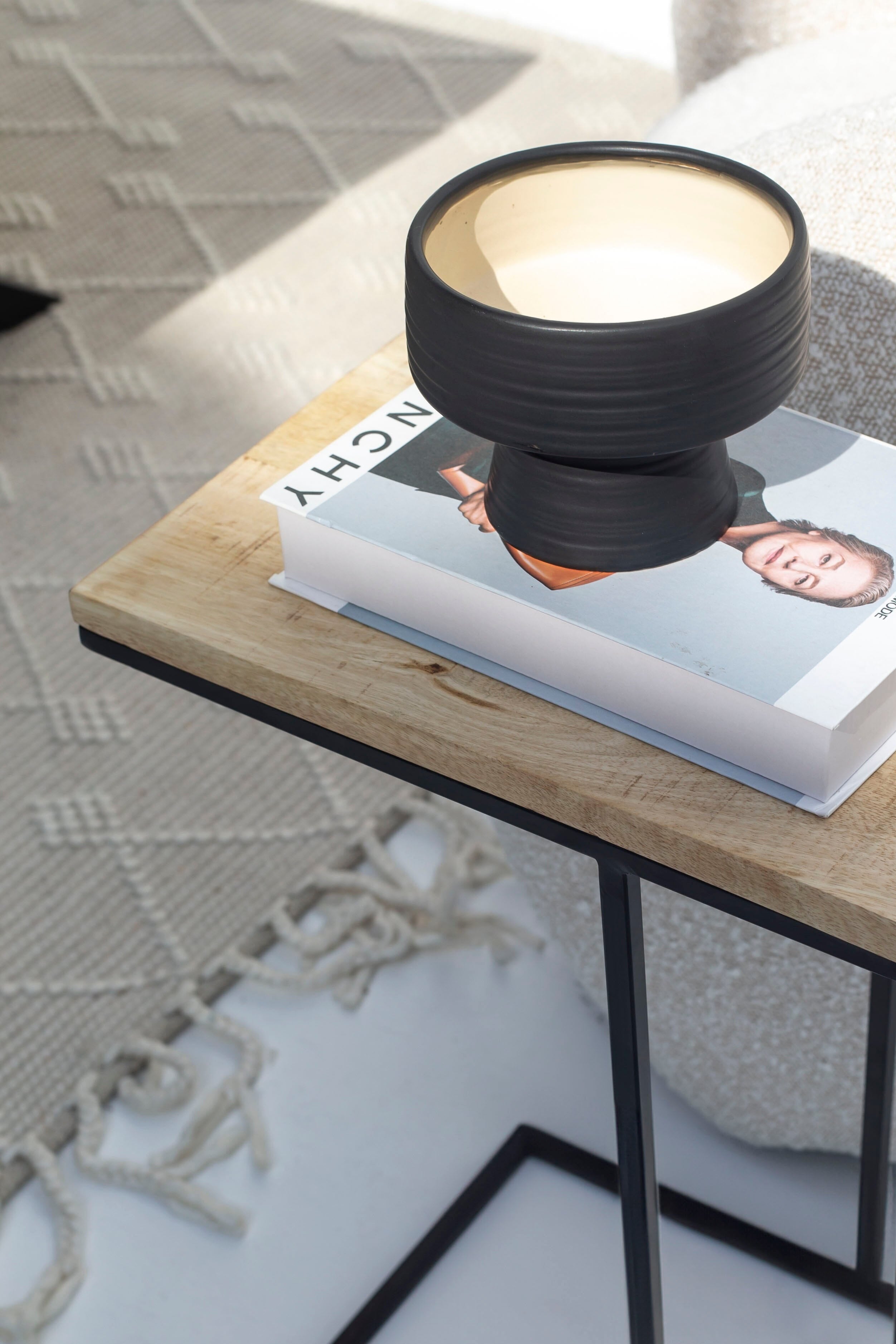 Eriona Wooden Side Table with Metal Legs 