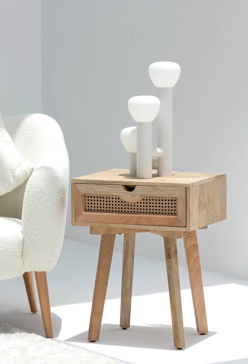 Zan Rattan Bedside Table 