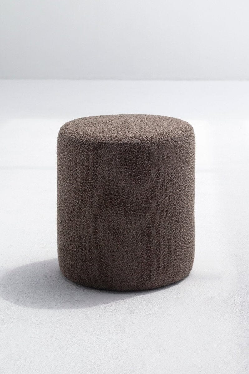 Boucle Brown Round Pouf (2 SIZES) HomeKode 