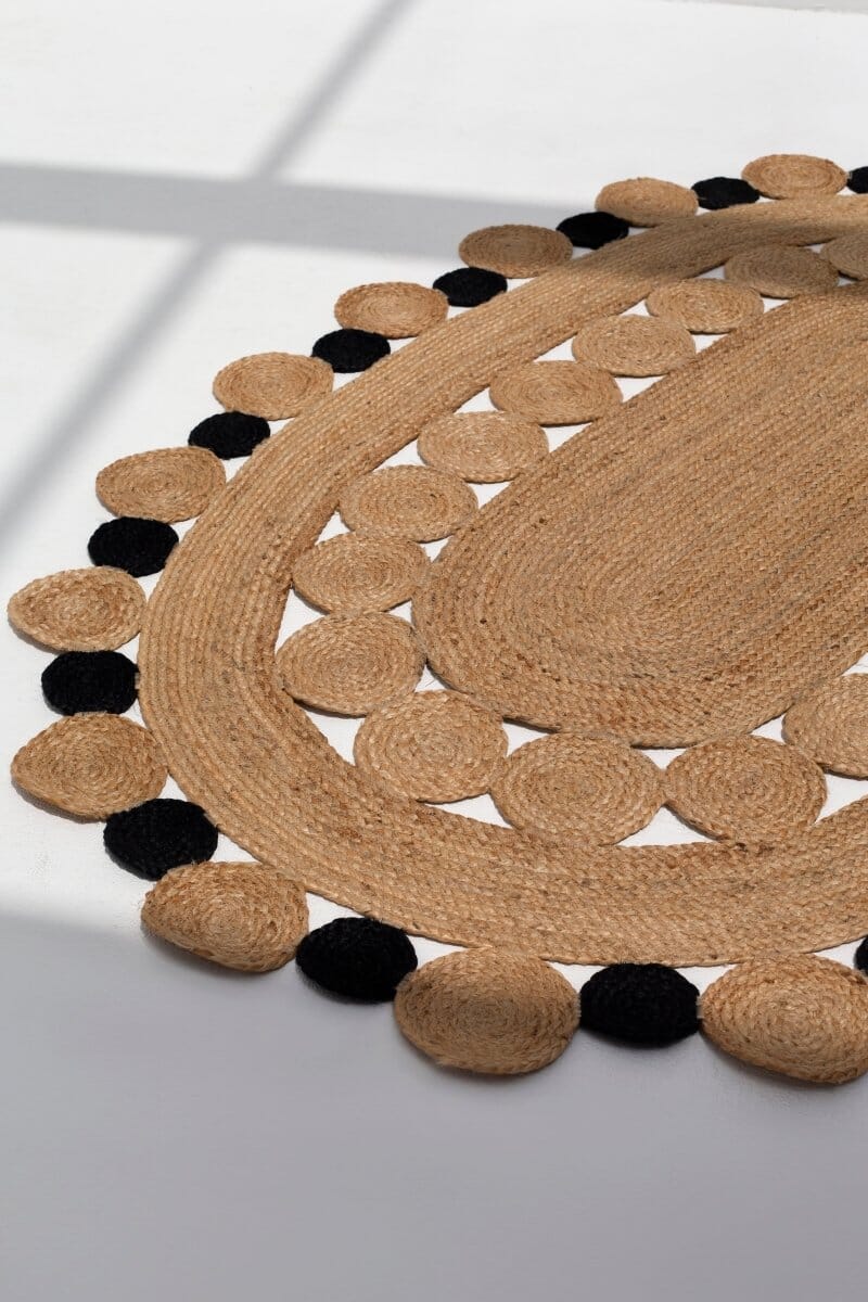 Circles of Serenity - Oval Jute Rug (140x200 CM) Braided -- Braided Rug 