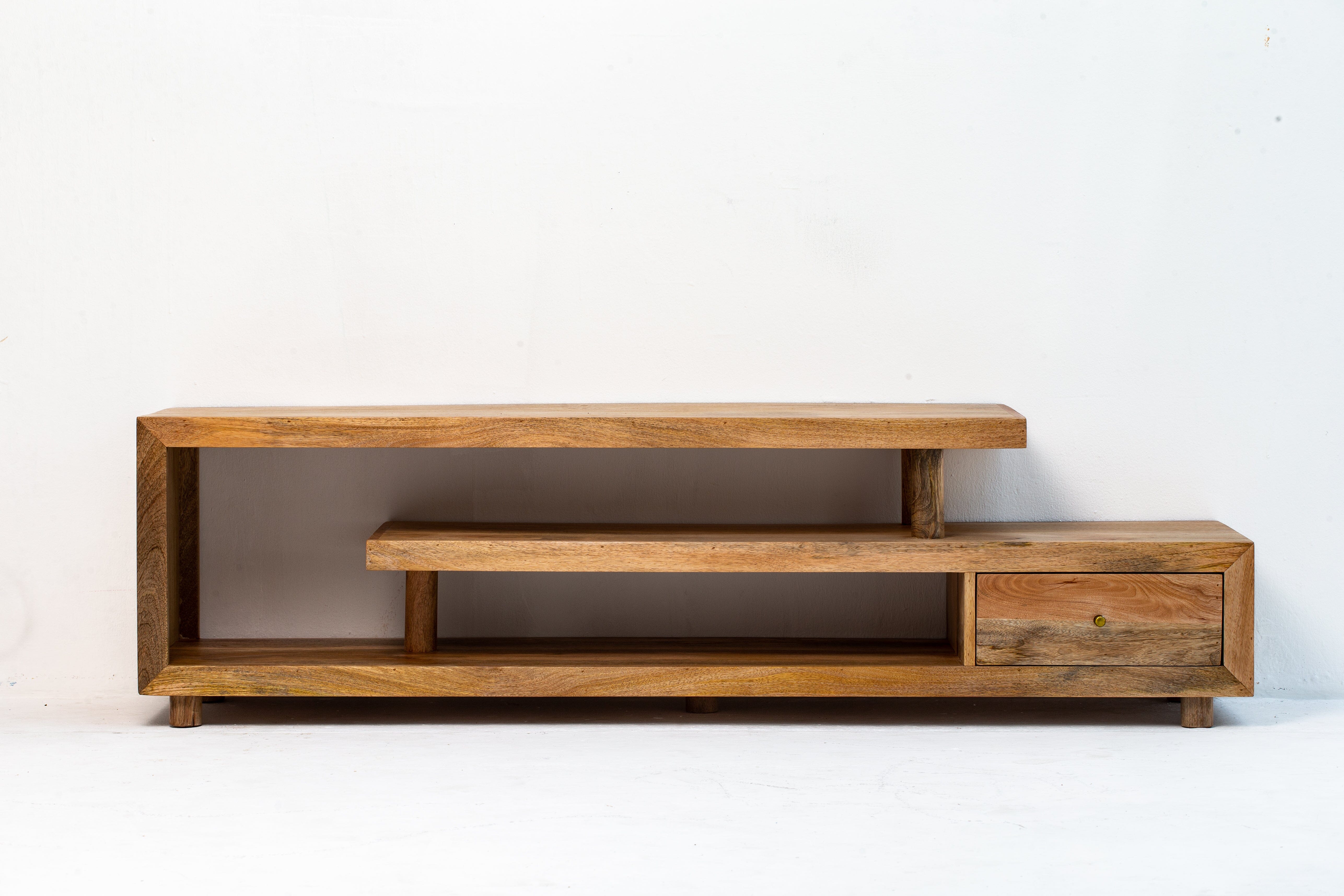 3 Shelves Wooden TV Console Homekode 