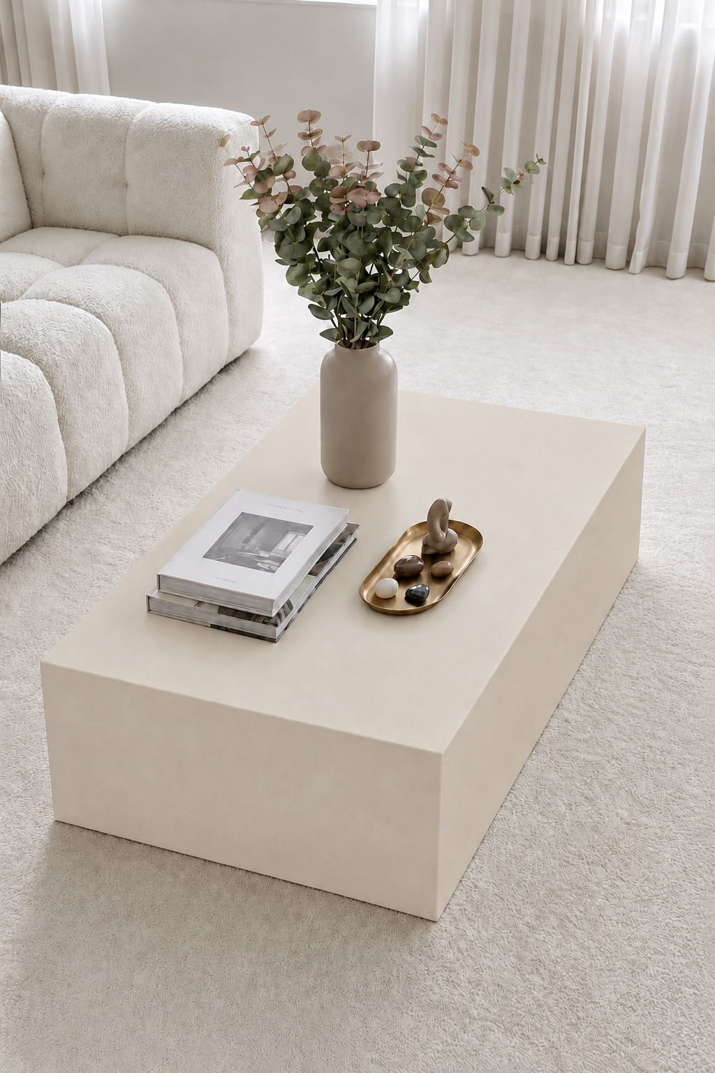 Felicity Light Beige Microconcrete Coffee Table