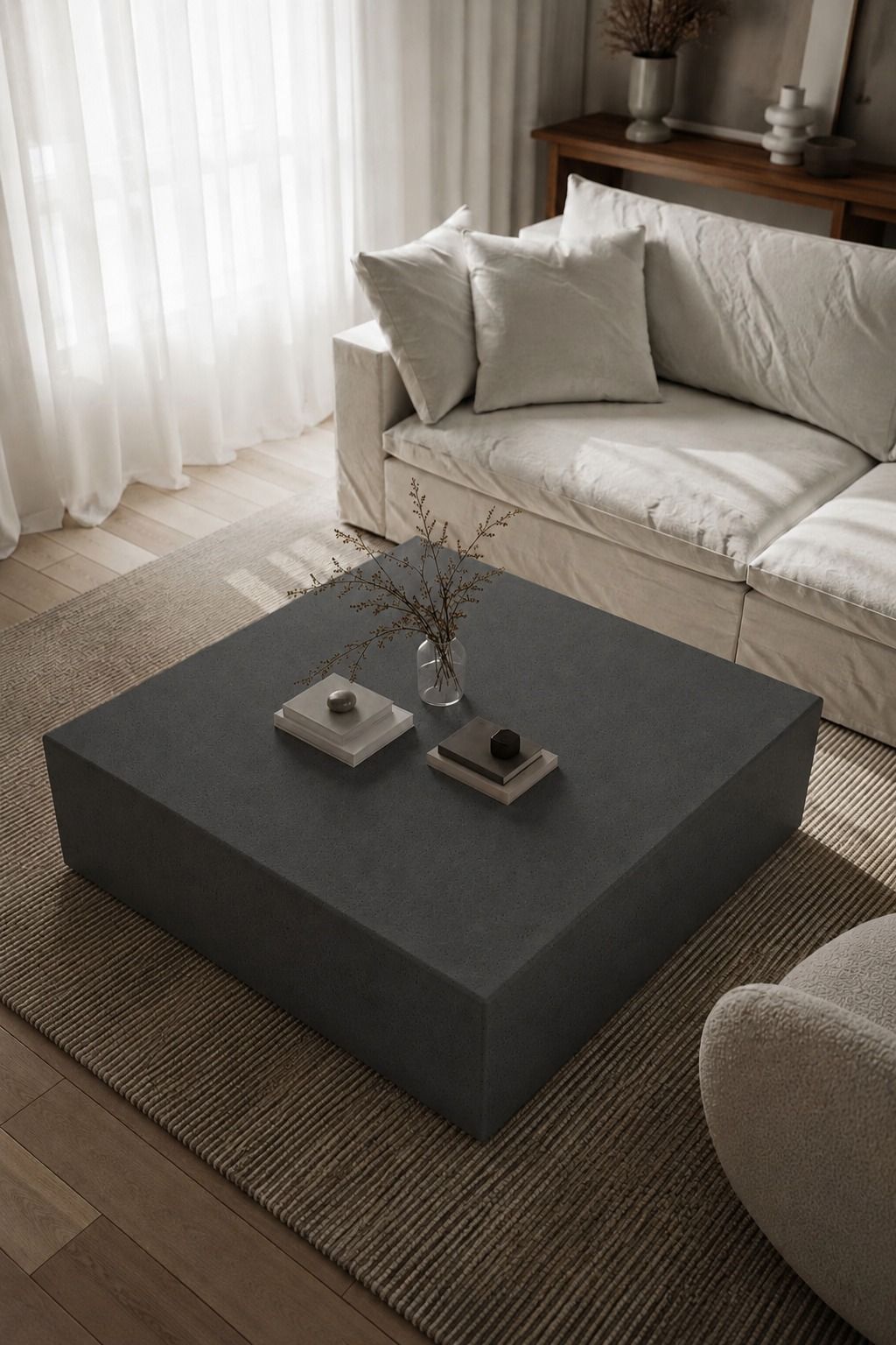 Felicity Midnight Grey Microconcrete Coffee Table