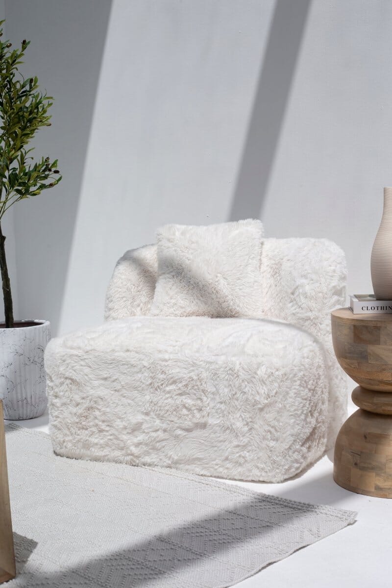 Fleur Off-White Fur Lounge Sofa Chair