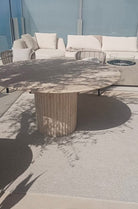 Claire Beige Travertine Round Dining Table (3 Size) MGH 150x150x75 