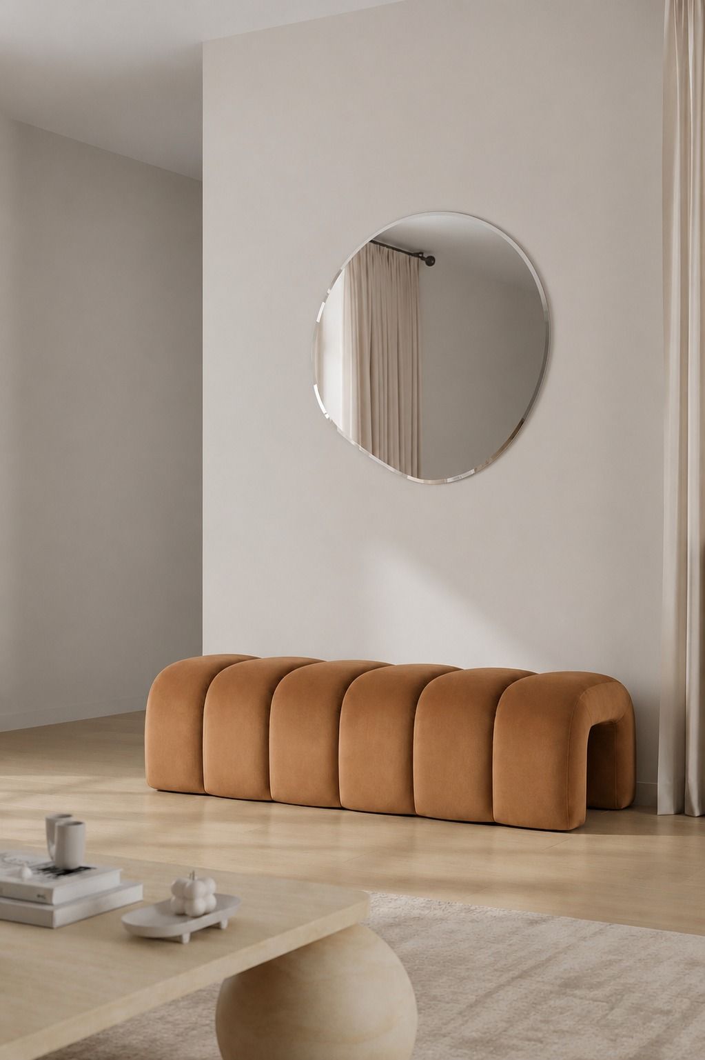 Graciell Camel Brown Velvet Bench