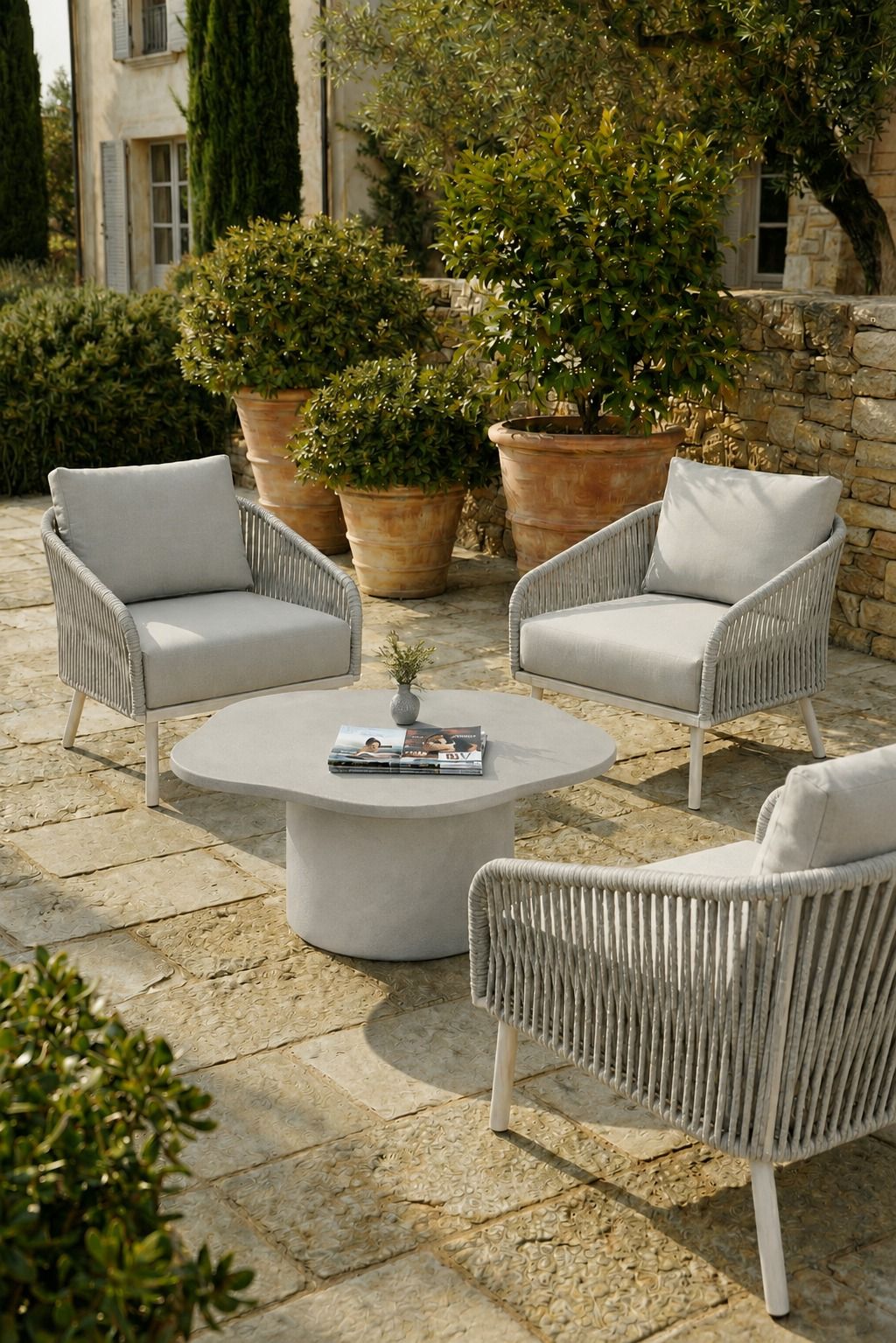 Harlowe Light Grey Microconcrete Irregular Outdoor Coffee Table
