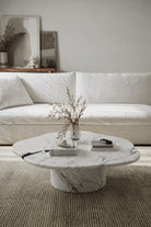 Harlowe Viola White Marble Irregular Top Coffee Table