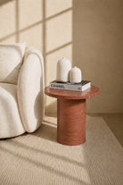 Harriet Red Travertine Marble Side Table