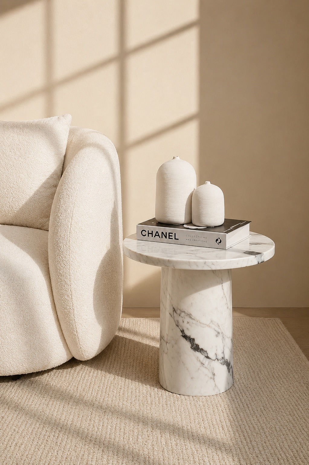 Harriet Viola White Marble Side Table