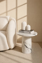 Harriet Viola White Marble Side Table