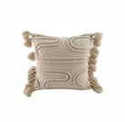 Beige Cushion With Fringes (40x40 CM) Cushion -- Cushion With Filler RAM 