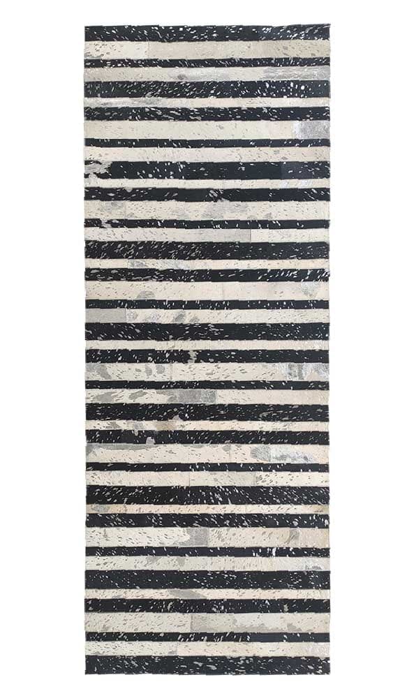 Monochrome Hallway Striped Leather Rug (2 Sizes)