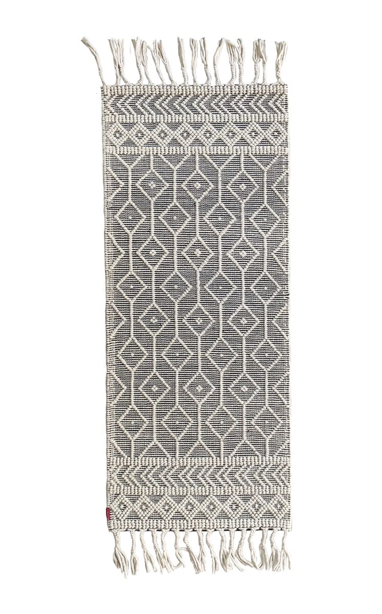 Natural White & Black Woven Rug (200x80 CM) WOVEN RUG Homekode 