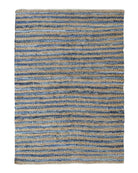 Tranquil Horizon - Linear Beige & Blue Woven Jute Rug (5 Sizes)