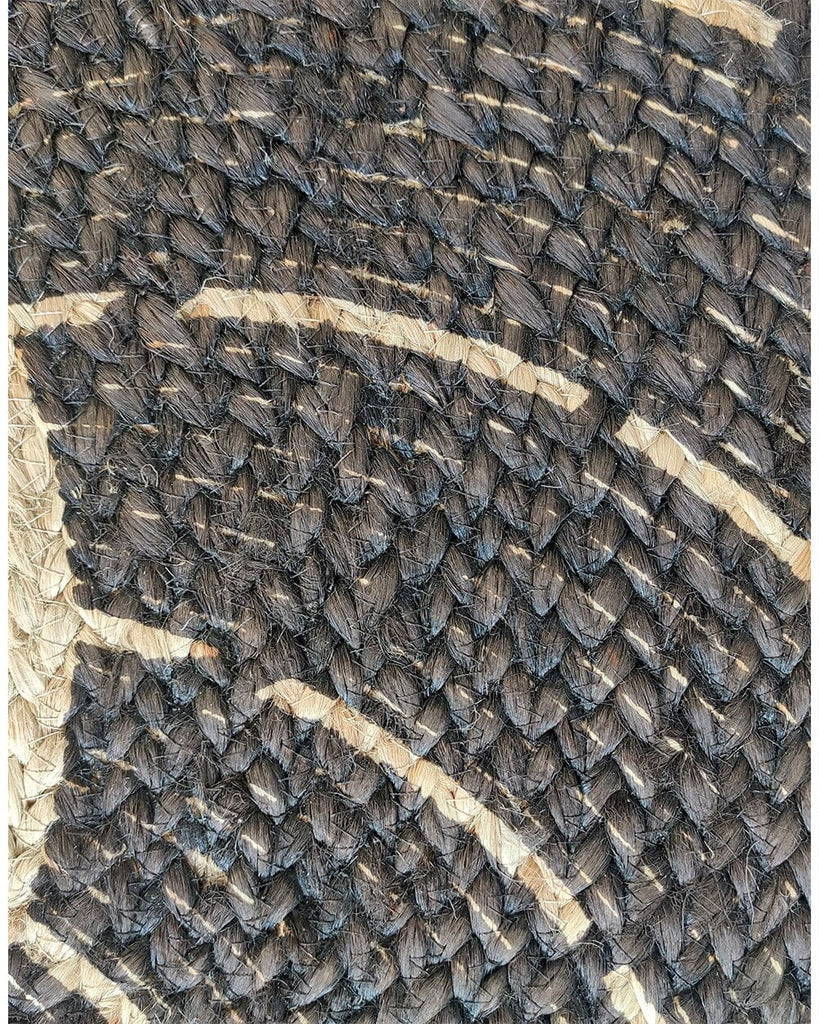Swirl Pattern Natural & Black Jute Round Rug (90 CM) Braided -- Braided Rug Homekode 