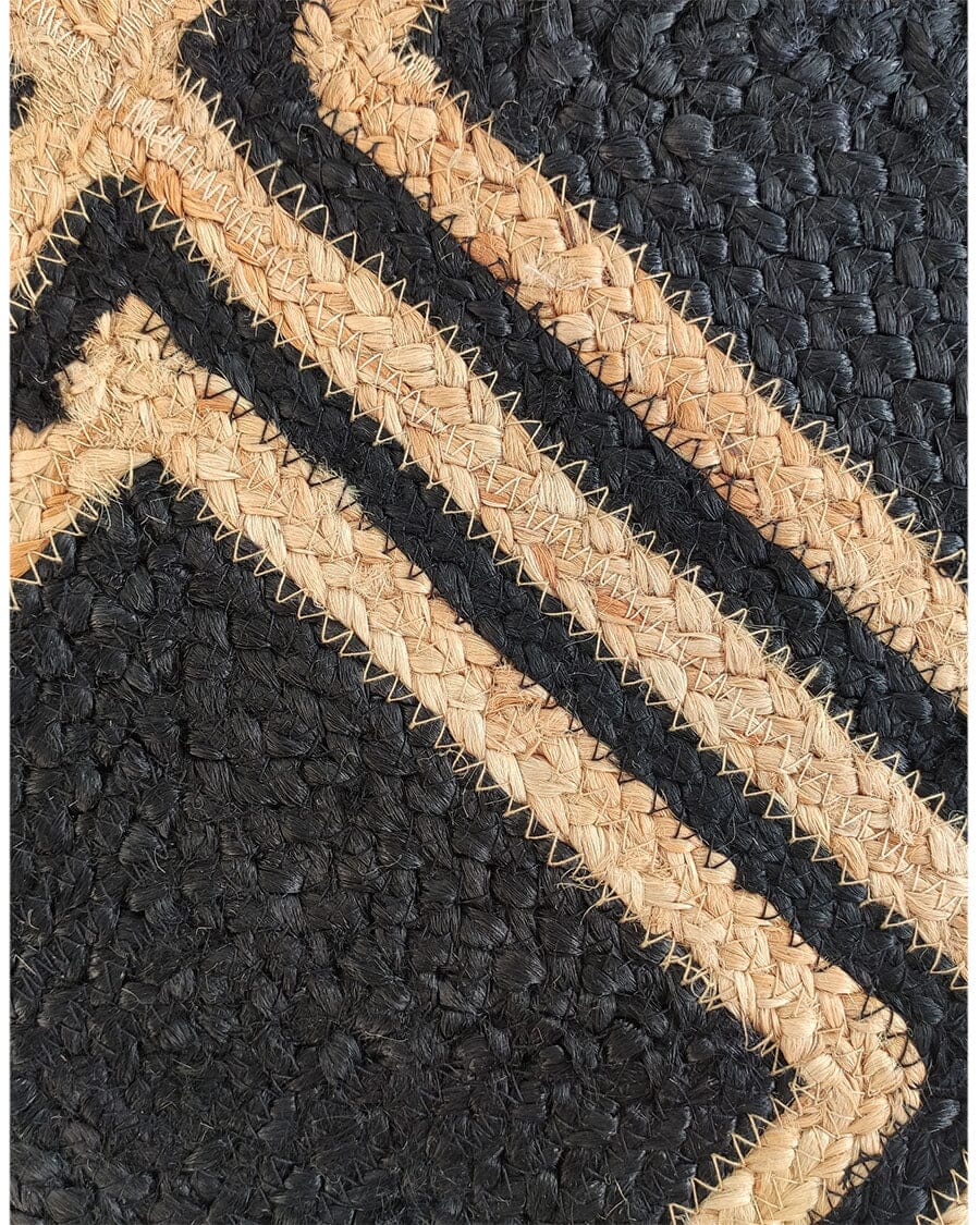 Lozenge Chic - Black & Beige Braided Jute Rug (2 Sizes)