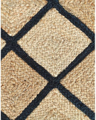 Criss Cross Elegance - Hallway Black and Beige Jute Rug (80x200 CM)