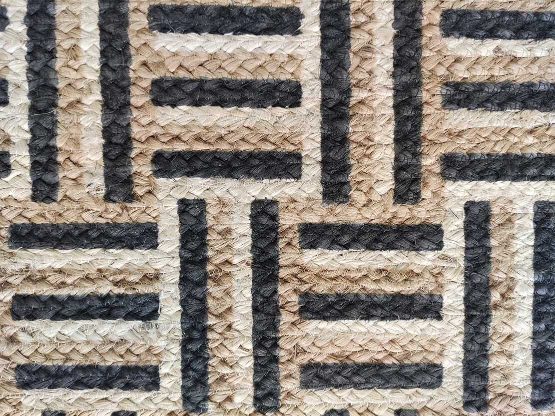 Vestibule - Hallway Black & Bleach Jute Rug (80x200 CM)