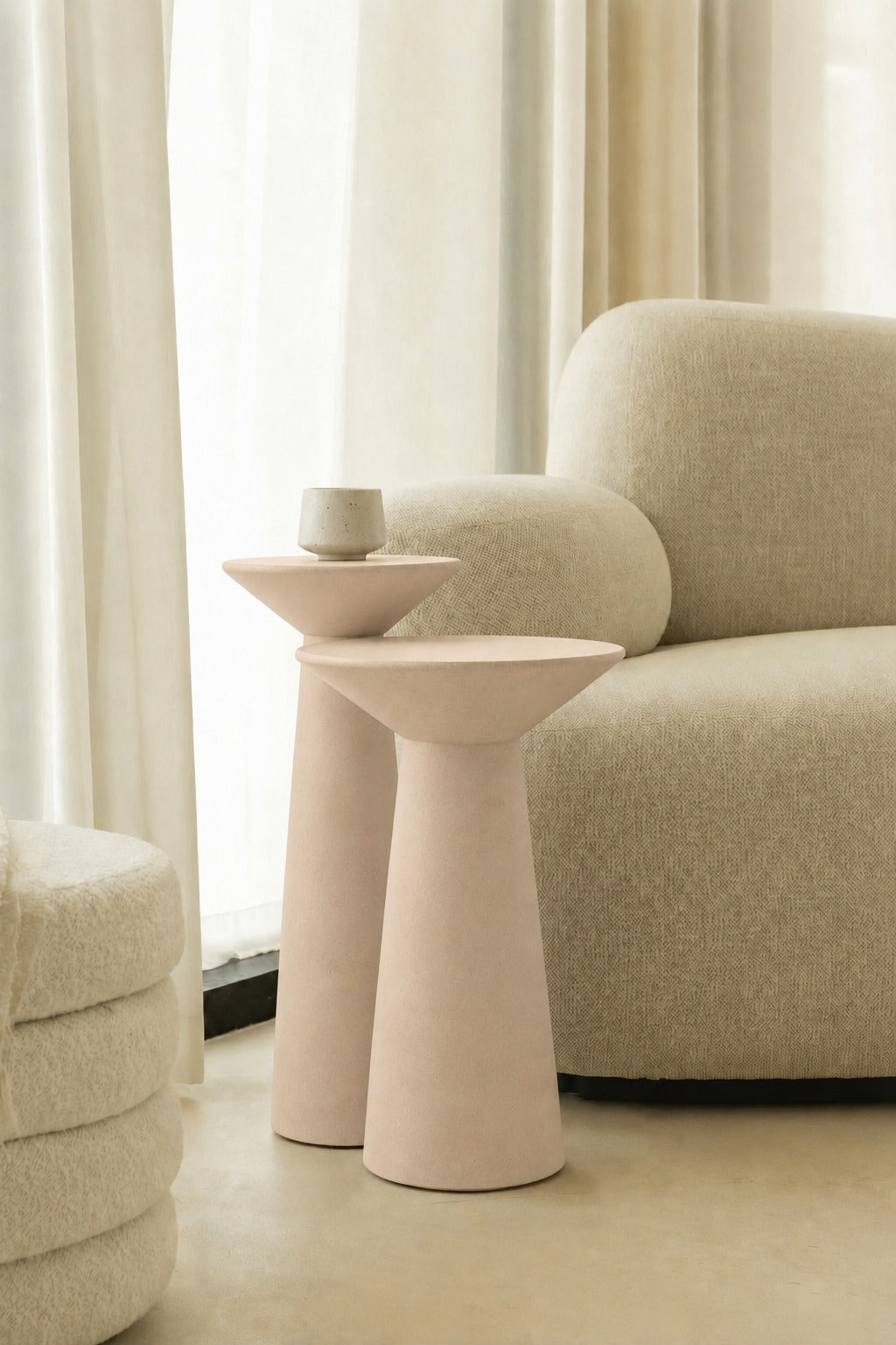 Jace Ivory Cream Microconcrete Side Table