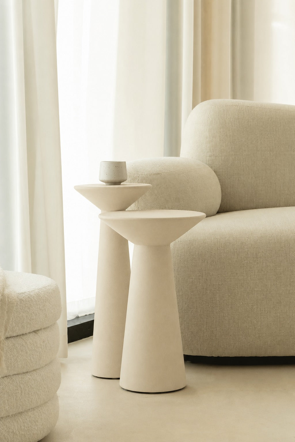 Jace Light Beige Microconcrete Side Table