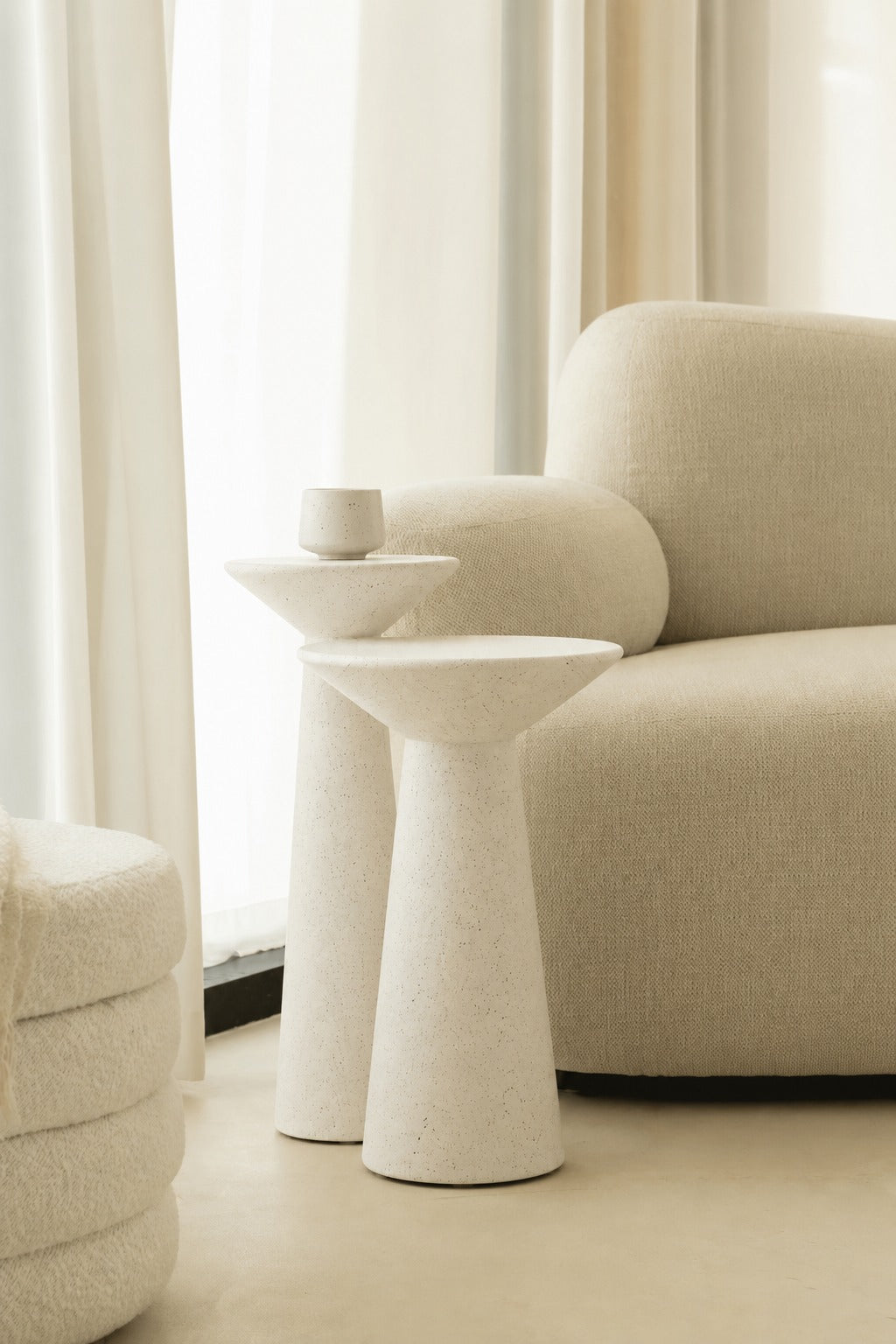 Jace Off White Speckled Microconcrete Side Table