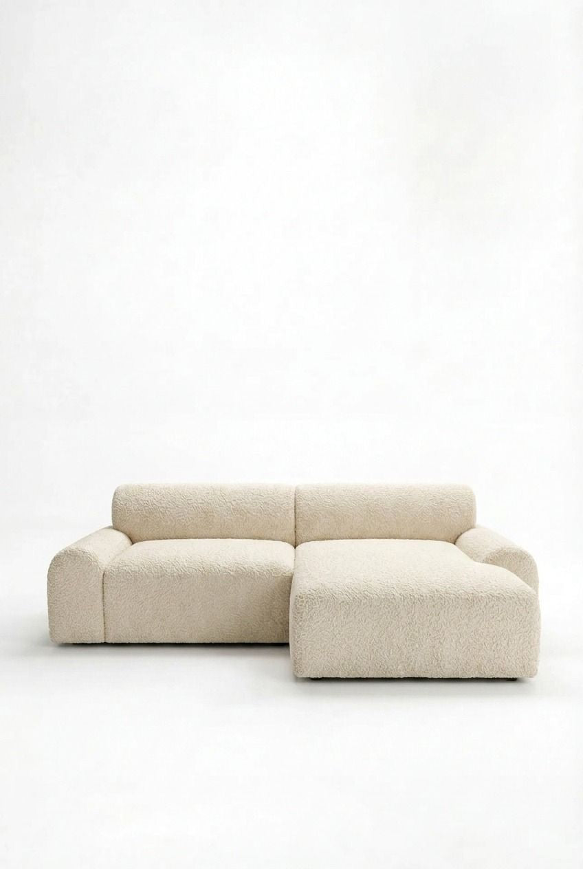 Kallia Cream Boucle 2 Seater Chaise Sofa