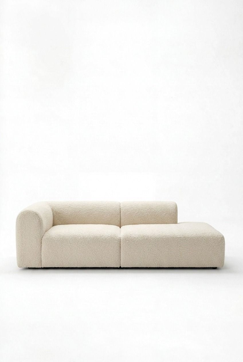 Kallia Cream Boucle 2 Seater Modular Chaise Sofa