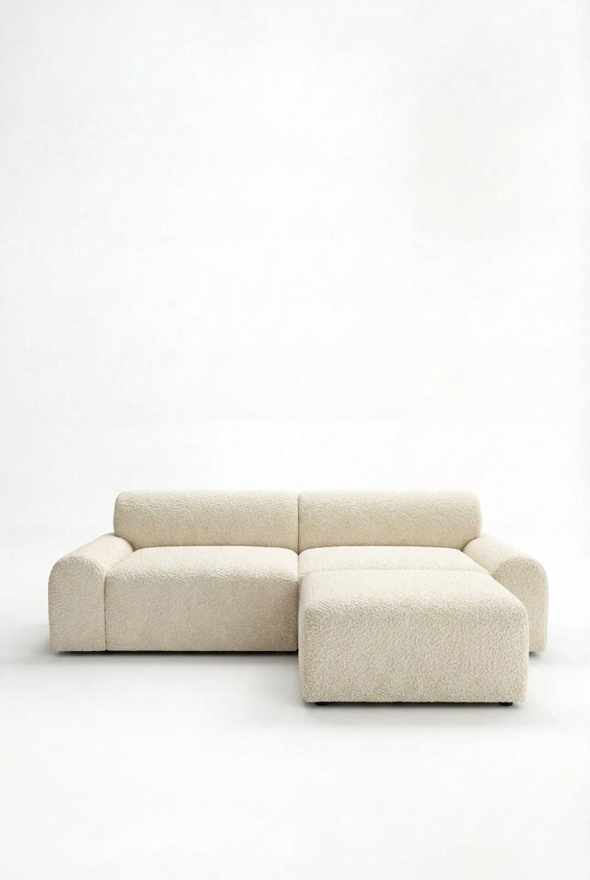 Kallia Cream Boucle 2 Seater with Ottoman