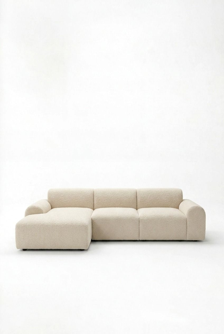 Kallia Cream Boucle 3 Seater Chaise Sofa