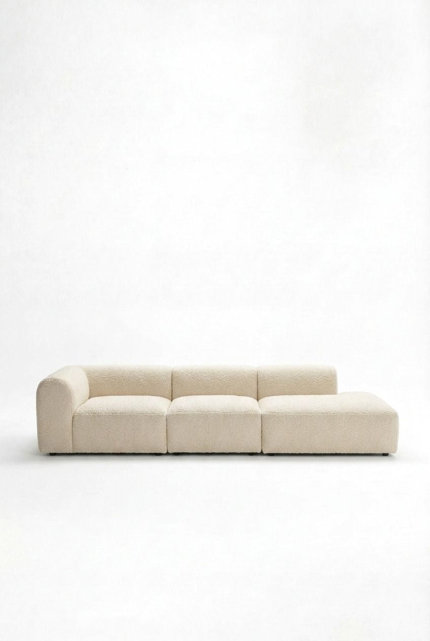 Kallia Cream Boucle 3 Seater Modular Chaise Sofa
