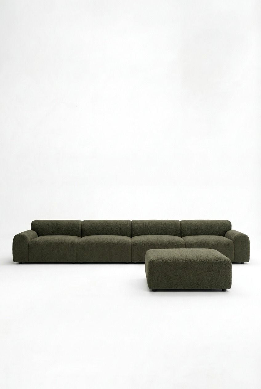 Kallia Olive Wood 4 Seater with Ottoman