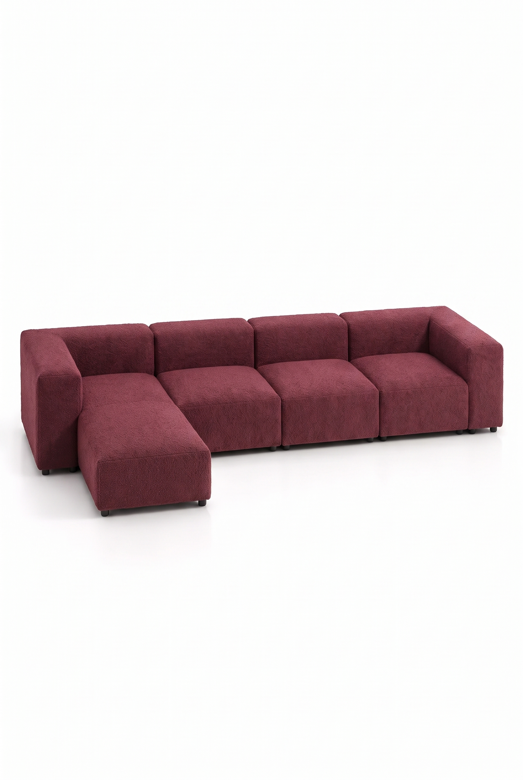Karina Mulberry Modular L-Shape Sofa With Extended Chaise