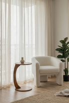 Kendra Off White Lounge Chair With Side Table