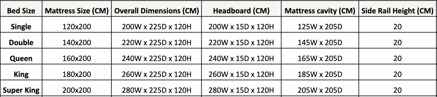 Size chart