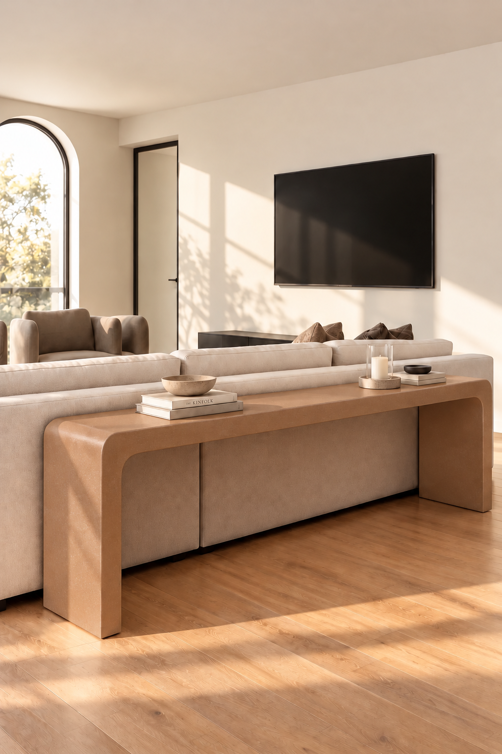 Kuzmina Brown Microconcrete Sofa Console Table
