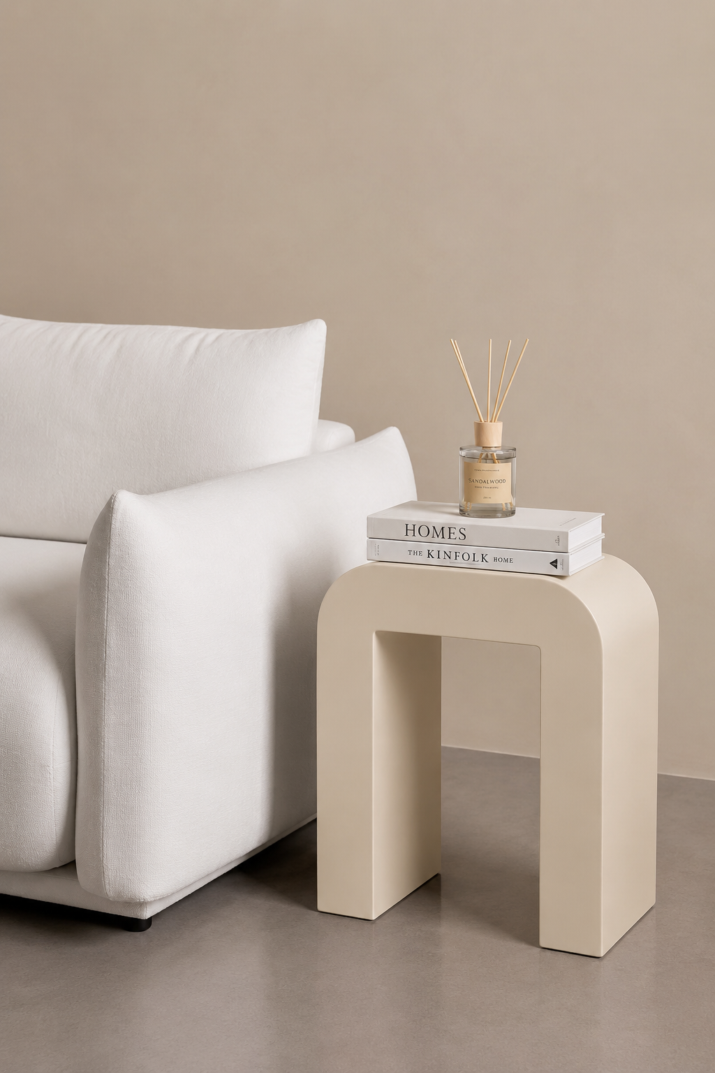 Kuzmina Ivory Cream Microconcrete Side Table