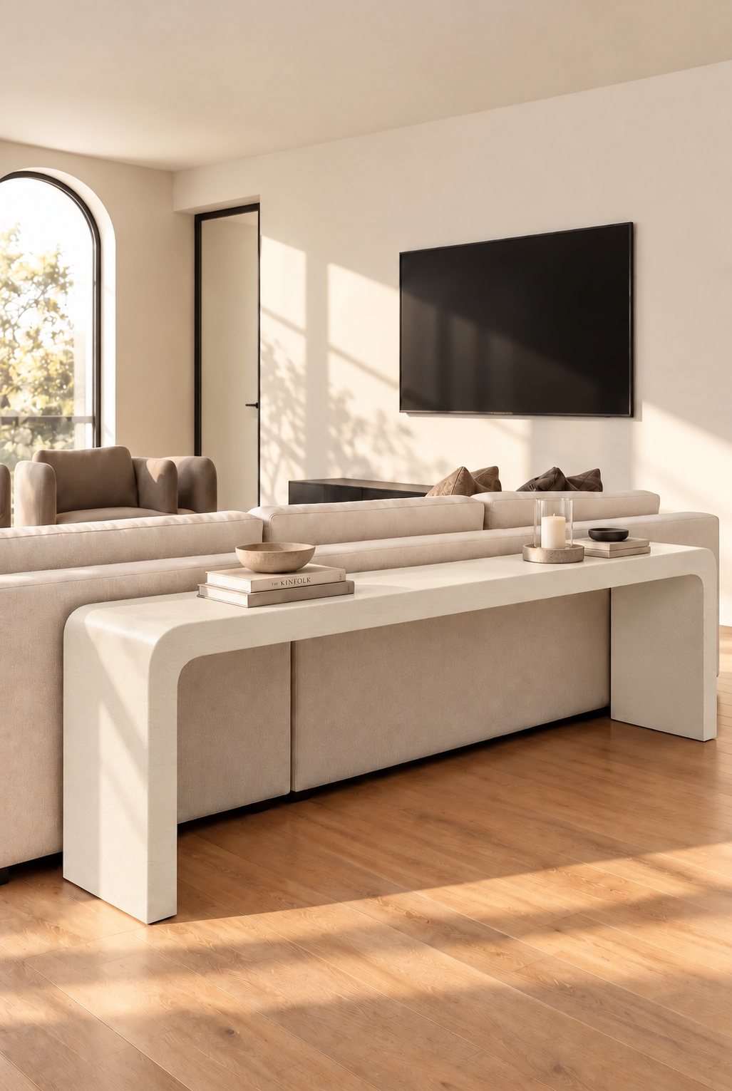 Kuzmina Light Beige Microconcrete Sofa Console Table