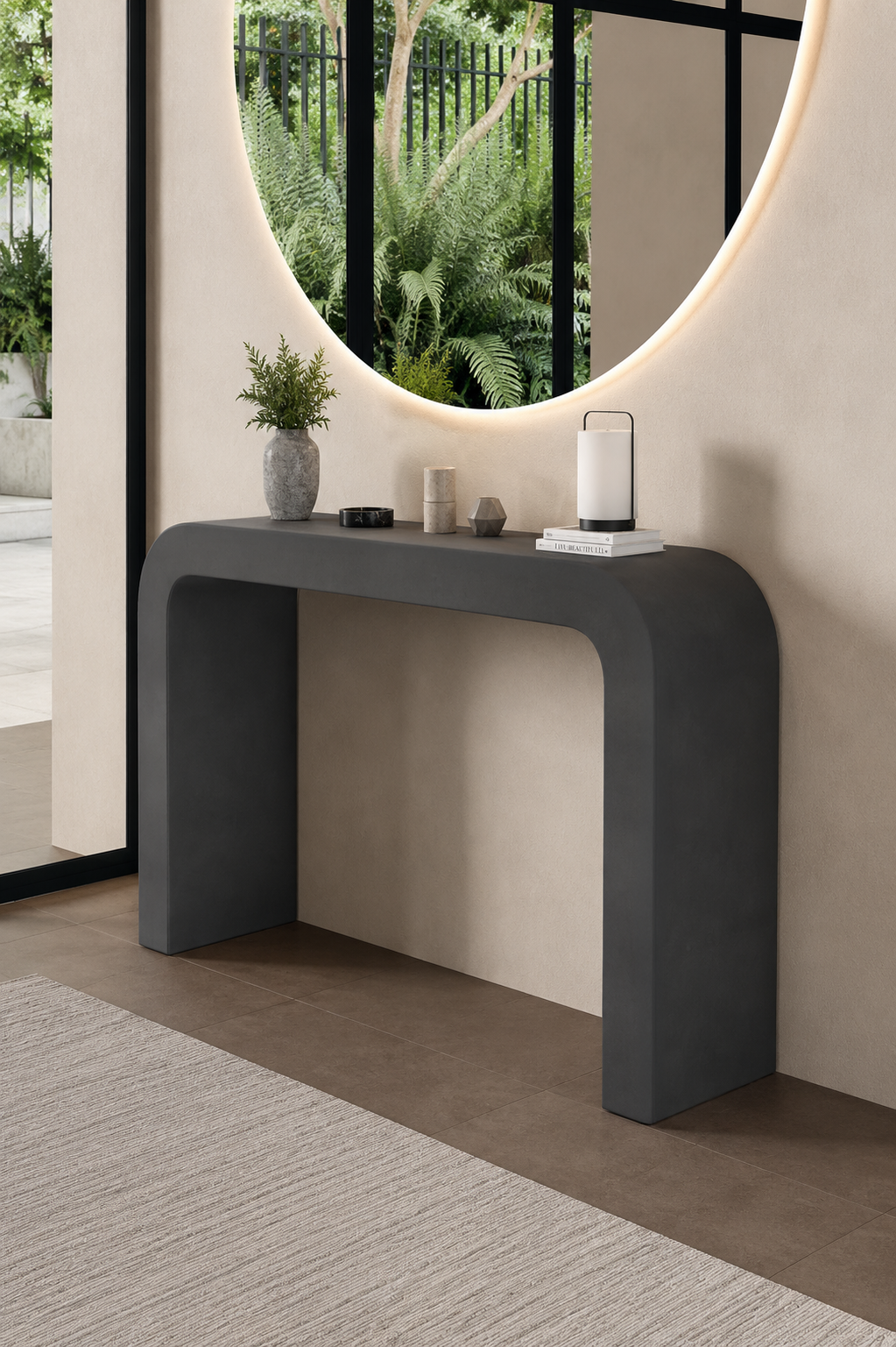 Kuzmina Midnight Grey Microconcrete Console Table