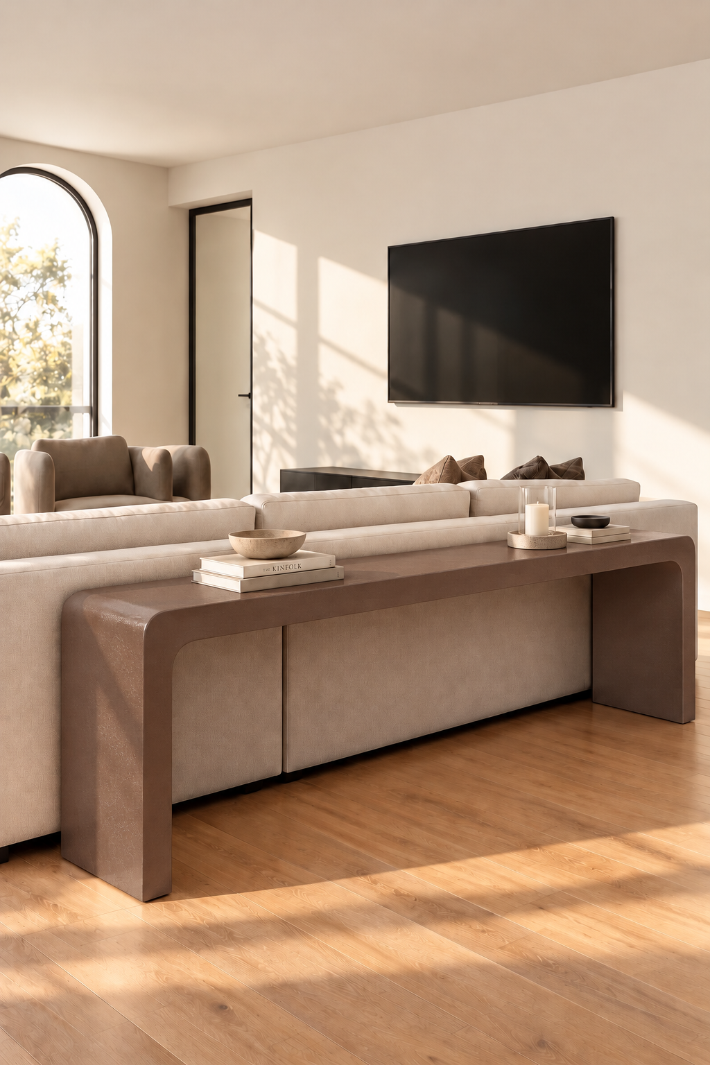 Kuzmina Mocha Microconcrete Sofa Console Table