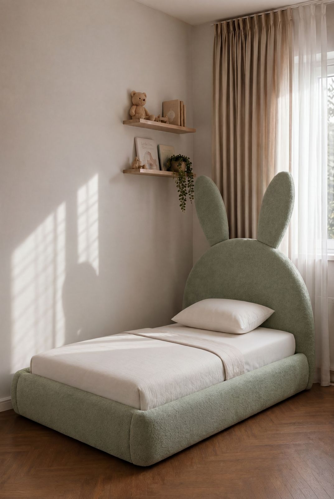 Lapino Kids Soft Sage Bunny Ear Bed