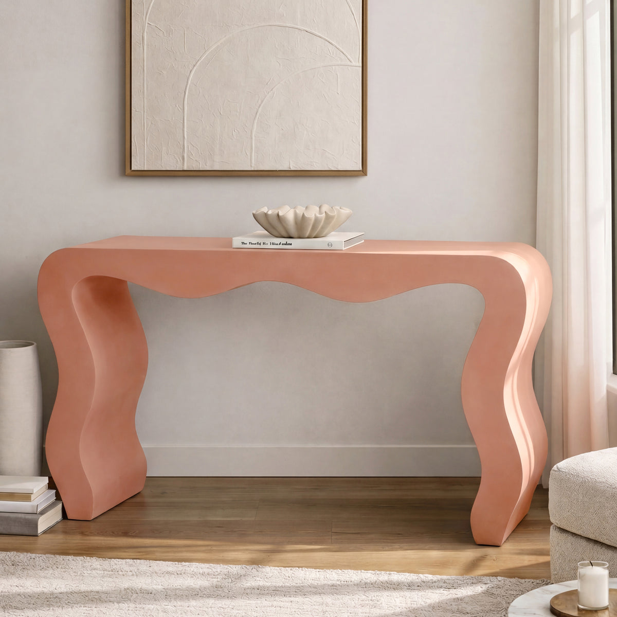 Marelle Peach Architectural Console for Soft Minimalist Rooms – Homekode