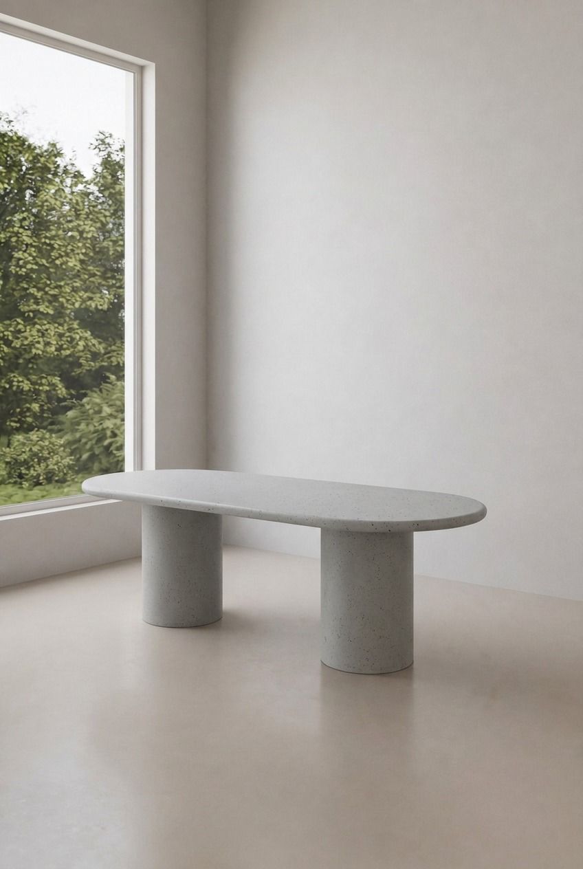 Meliora Ash Grey Speckled Microconcrete Dining Table