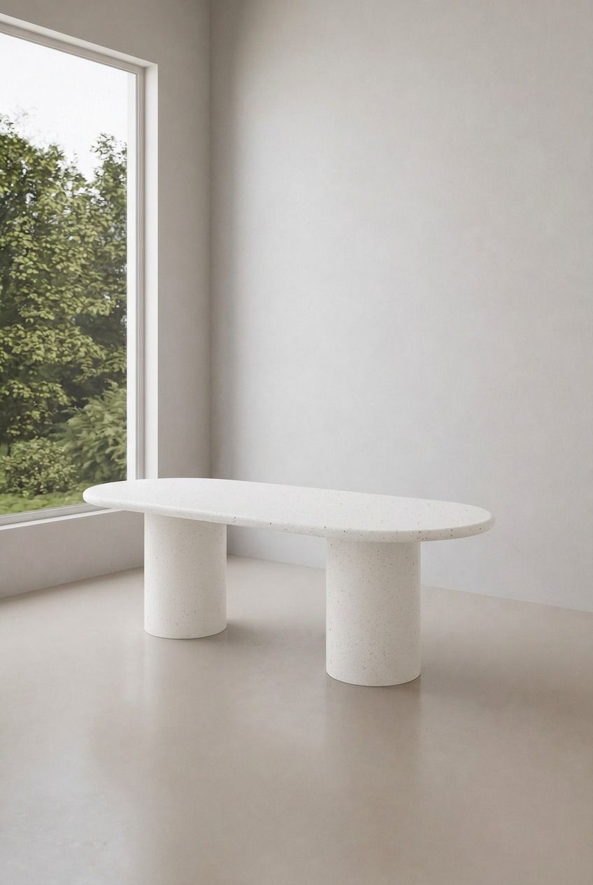 Meliora Off White Speckled Microconcrete Dining Table