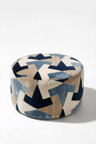 Mira Blue Abstract Round Pouf (60CMx33CM)