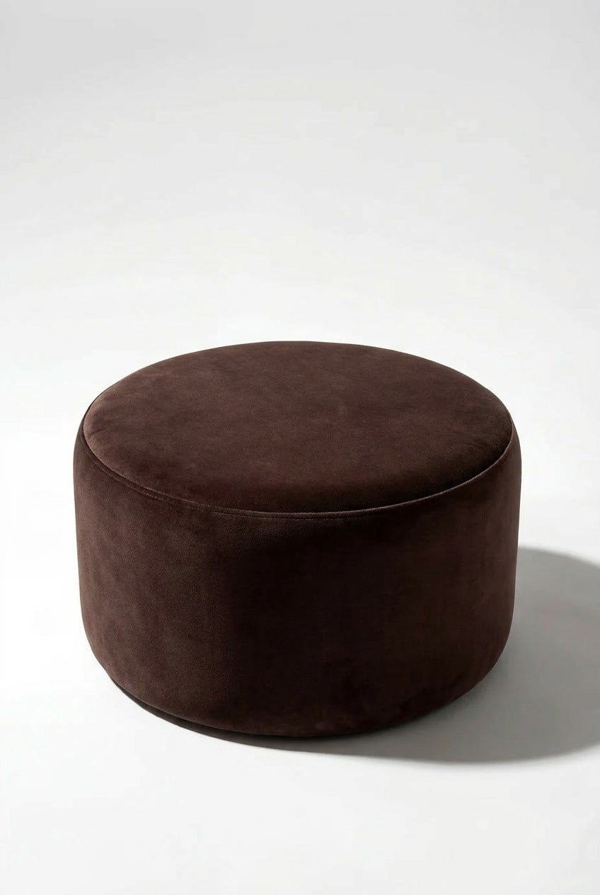 Mira Dark Brown Round Pouf (60CMx33CM)