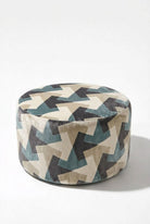 Mira Dusty Teal Patterned Round Pouf (60CMx33CM)