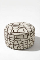 Mira Greige Cobblestone Patterned Round Pouf (60CMx33CM)
