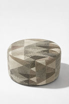 Mira Grey Geometric Pattern Round Pouf (60CMx33CM)